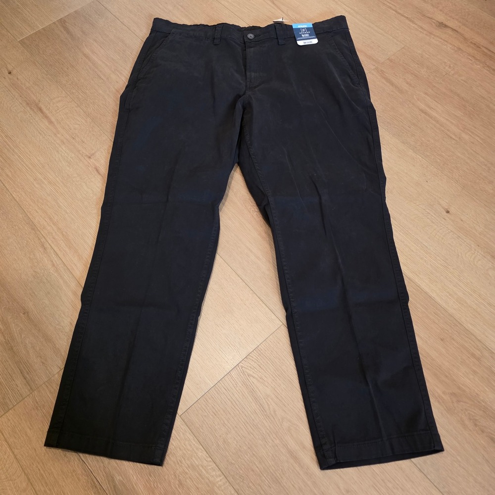 George Mens Athletic Chino Pants Black Soot 40x30 GE10100 Stretch Cotton